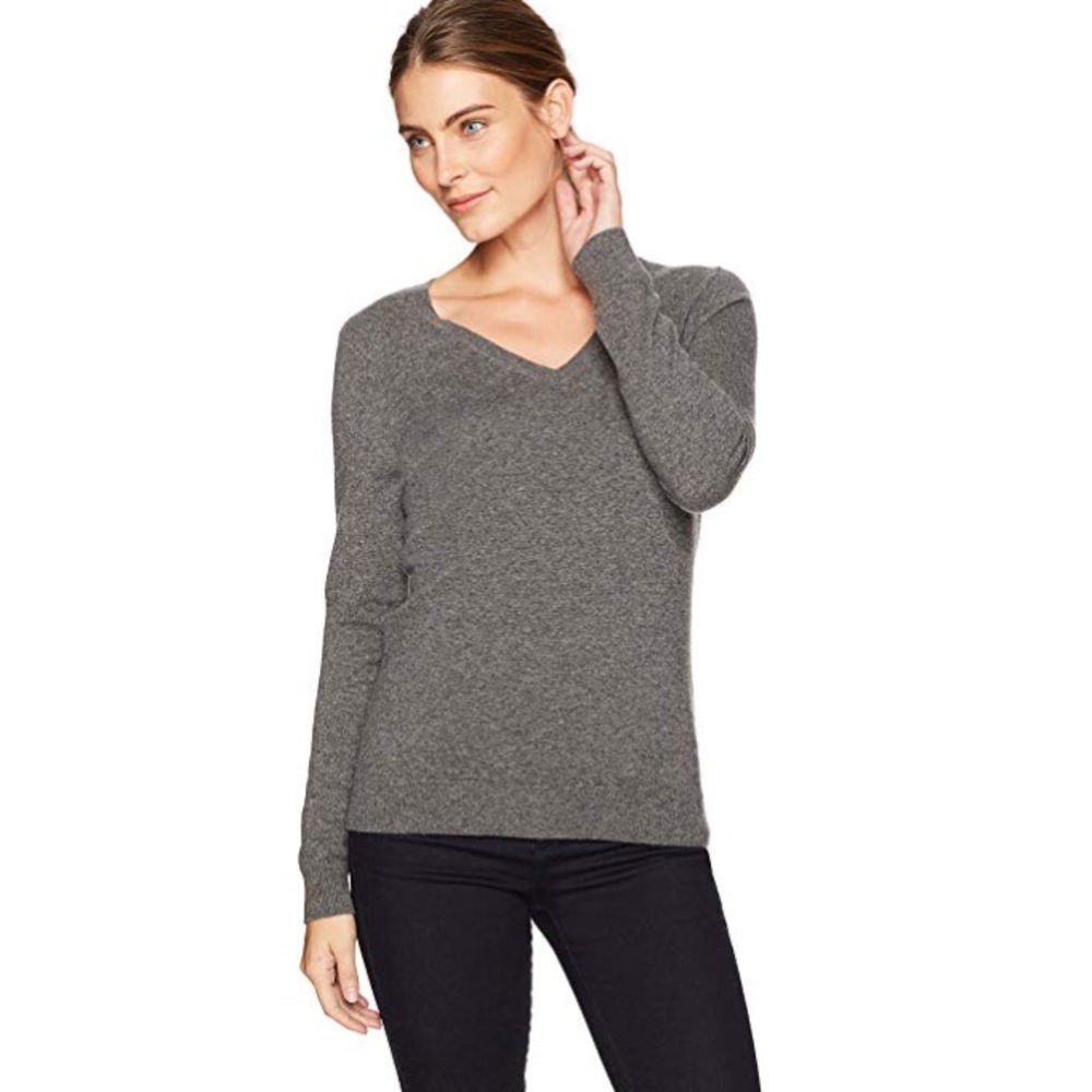 Amazon Grey V-Neck Cashmere Sweater